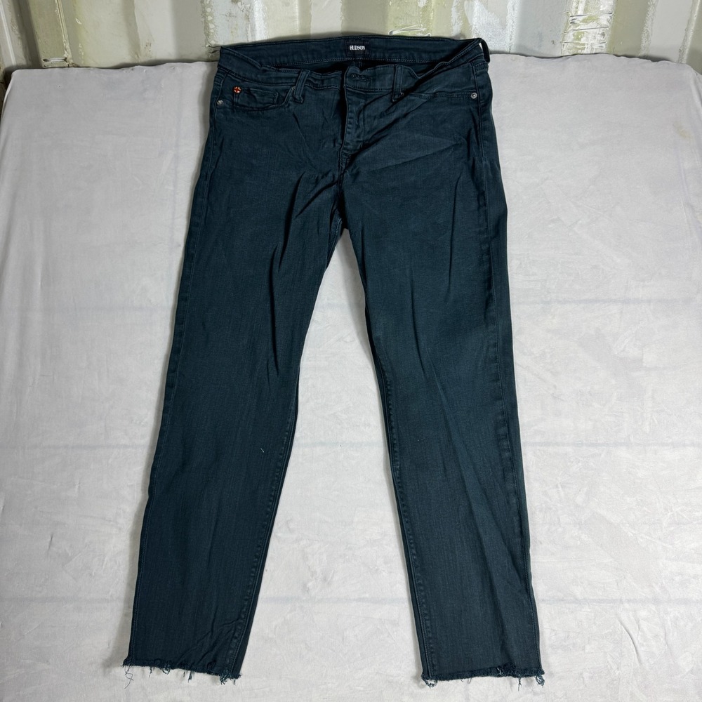 Hudson Womens Skinny‎ Ankle Jeans Green Denim Stretch Raw Hem Five-Pocket 32
